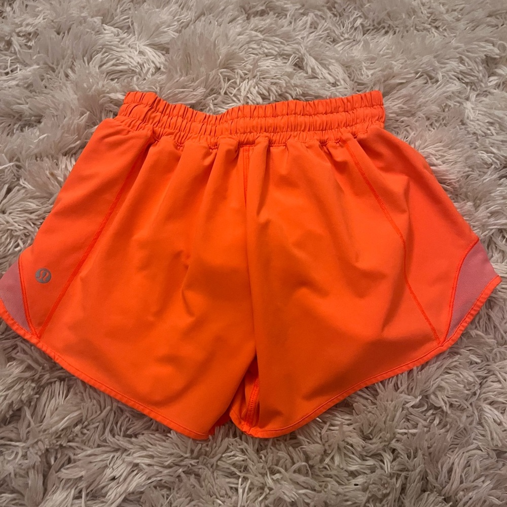 Lululemon hotty hot shorts size 4 long color highlighter orange